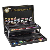 Set di matite colorate in una scatola di legno - 68 pezzi