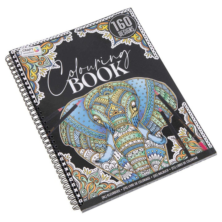 Pagina antistress da colorare elefante 160 motivi