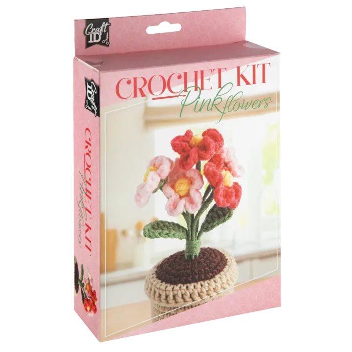 DIY Kit uncinetto vaso di fiori rosa