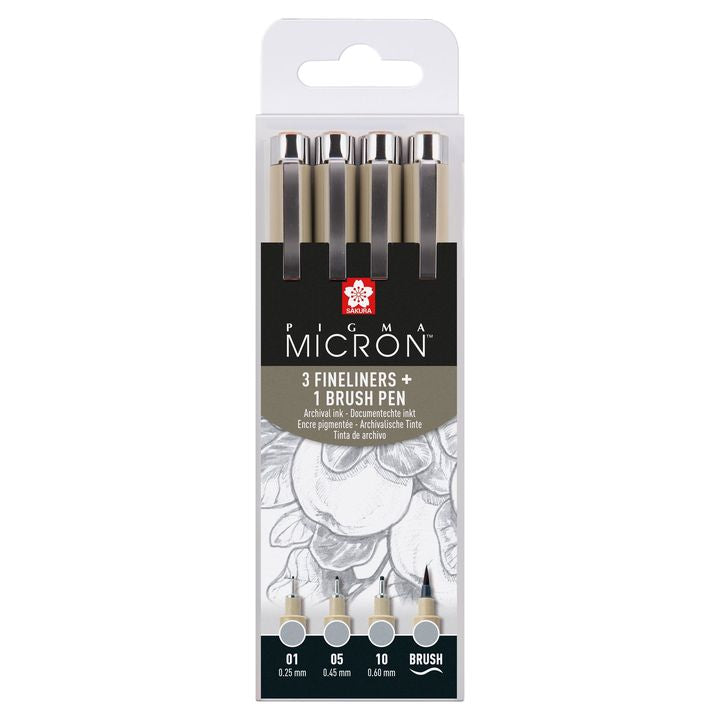 Set di penne tecniche Sakura Pigma Micron 3 fineliners a brush pen