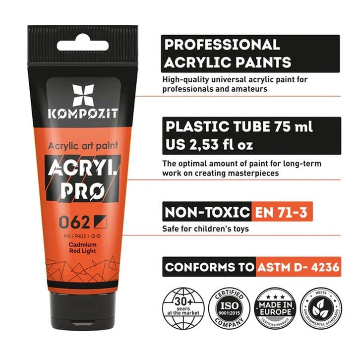 ACRYL PRO PROFESSIONAL Set di colori acrilici 12x75 ml