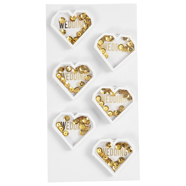 Adesivi matrimonio - cuori con perline d'oro