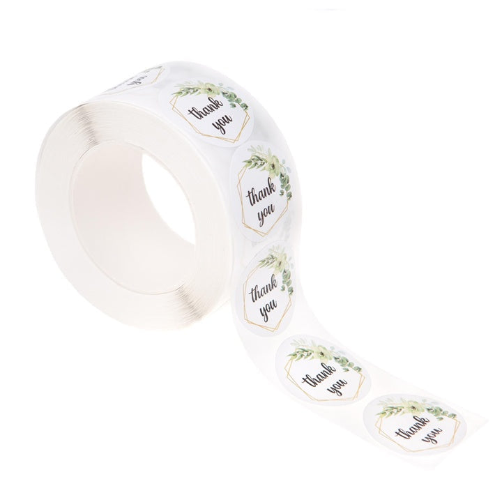 Adesivi „Thank You“ con motivo floreale – 500 pz