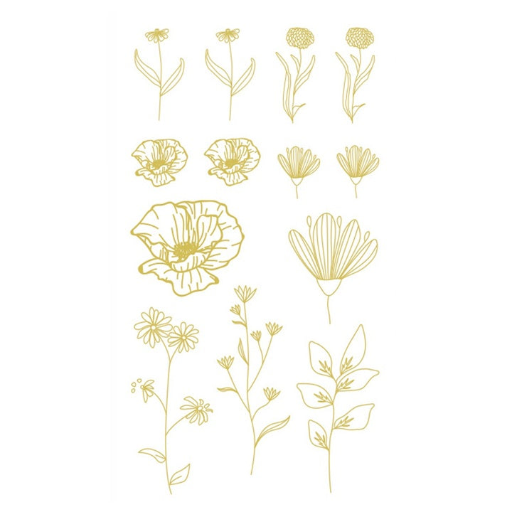 Adesivi trasparenti in PVC | fiori dorati, 43 pz — immagine 2