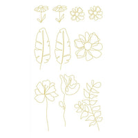 Adesivi trasparenti in PVC | fiori dorati, 43 pz — immagine 3