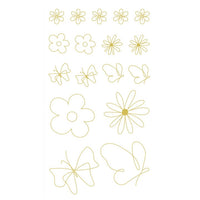 Adesivi trasparenti in PVC | fiori dorati, 43 pz — immagine 4