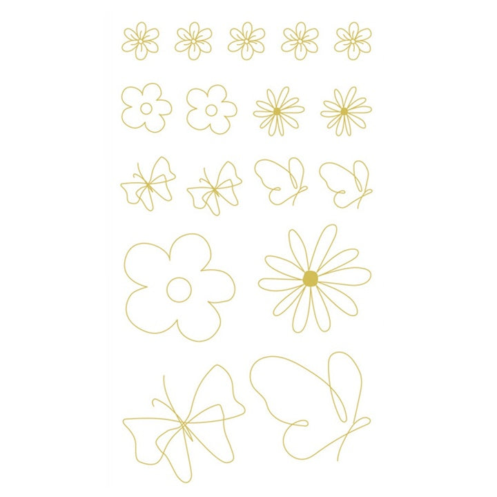 Adesivi trasparenti in PVC | fiori dorati, 43 pz — immagine 4