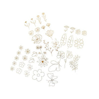 Adesivi trasparenti in PVC | fiori dorati, 43 pz — immagine 1