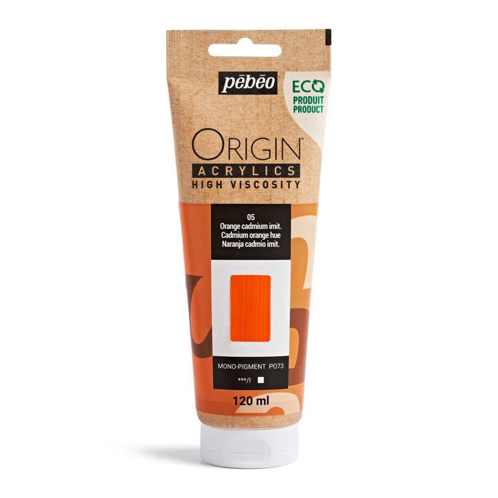 Pebeo ORIGIN Vernice acrilica 120 ml – Tonalità Arancione Cadmio