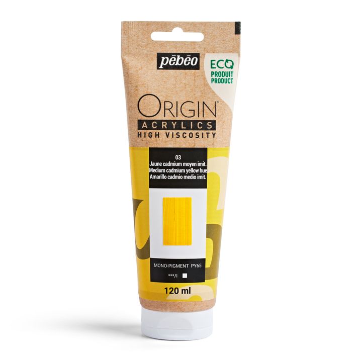 Pebeo ORIGIN Vernice acrilica 120 ml – Giallo Cadmio Medio Tonalità
