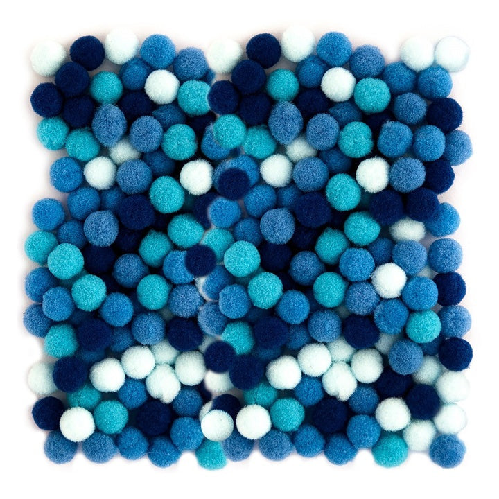 Pom Pom in acrilico, 1 cm - 120 pezzi – Blu
