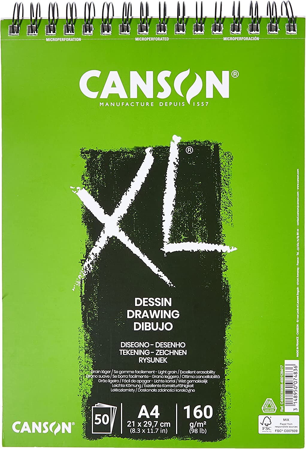 Album da disegno Canson XL Dessin A4 160 g/m² 50 fogli con spirale