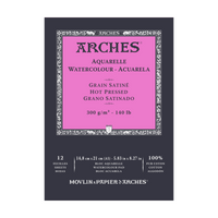 ARCHES blocco acquerello satinata HP bianco naturale 300 g/m² A5 – A3 - 12 fogli