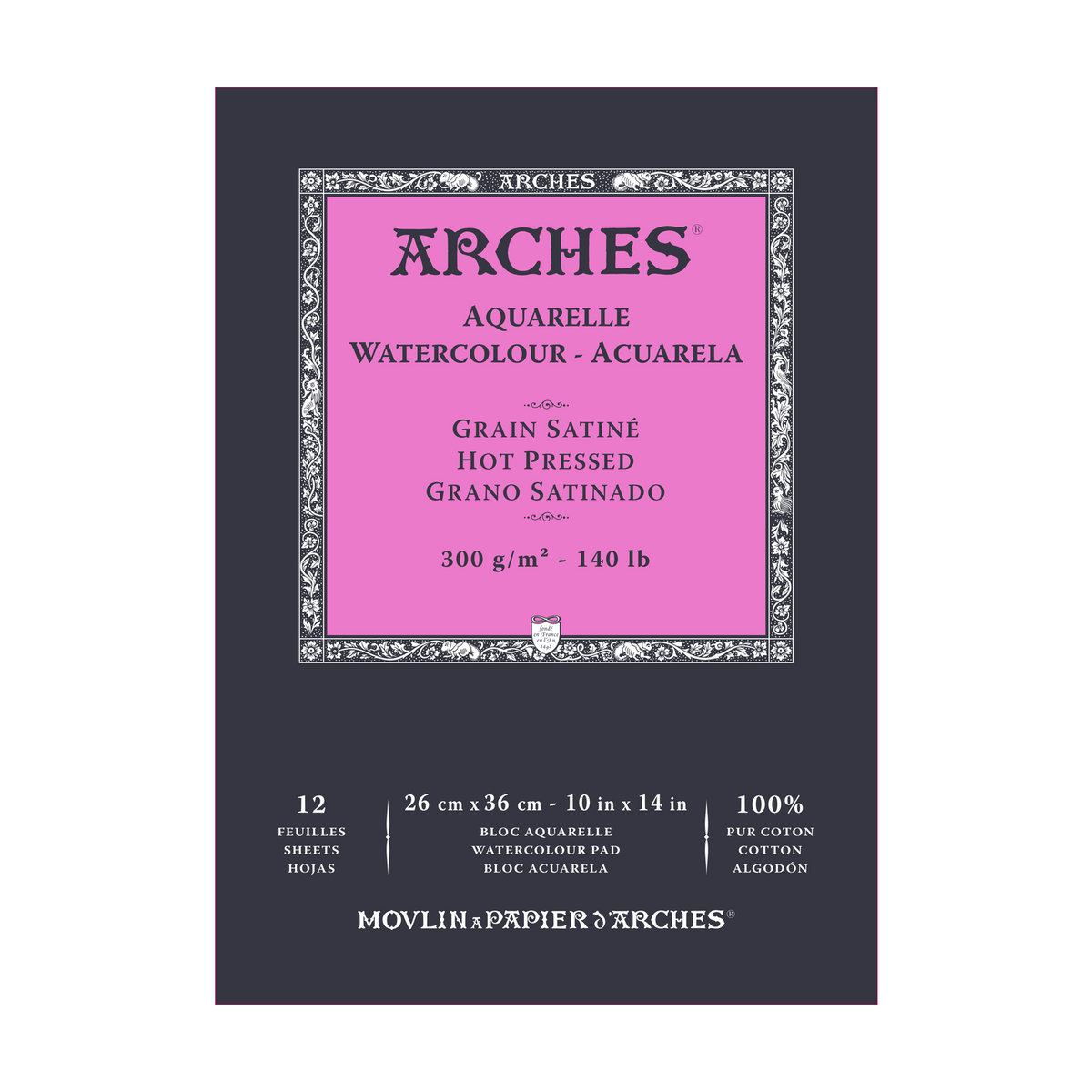 ARCHES blocco acquerello satinata HP bianco naturale 300 g/m² A5 – A3 - 12 fogli