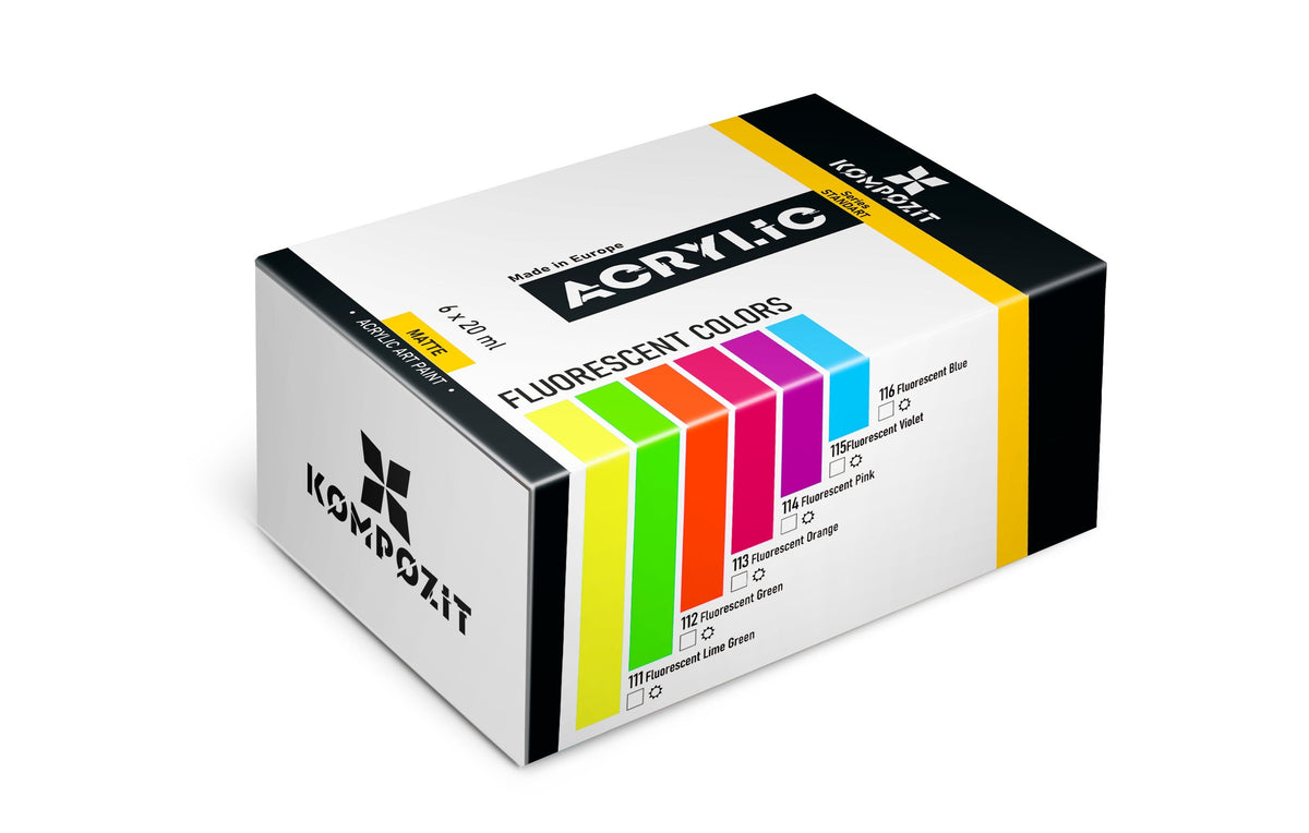 Set di colori acrilici Kompozit STANDART Fluorescent 6 x 20 ml