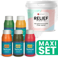 ARTMIE 3D Paste e TRITON Acrylic Paint Set (5x750 ml - Tonalità calde)
