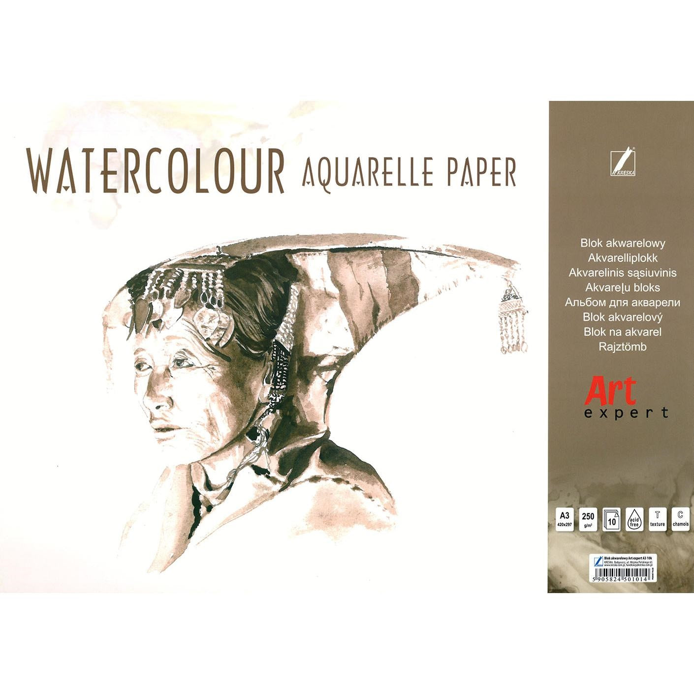 Blocco di 10 fogli per acquerello formato A3 ideale per tecniche artistiche ad acqua