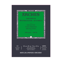 Blocco acquerello ARCHES grana fine pressato a freddo bianco naturale 300 g/m² - 12 fogli (formati A5 – A3)