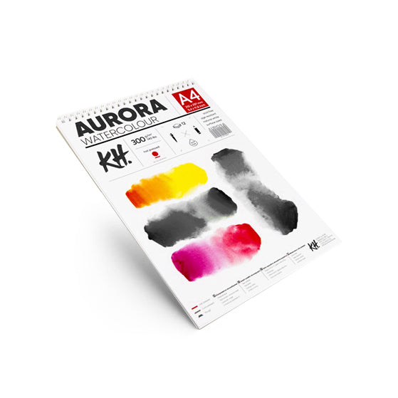 Blocco acquerello AURORA hot press con una spirale - 12 fogli | formati diversi