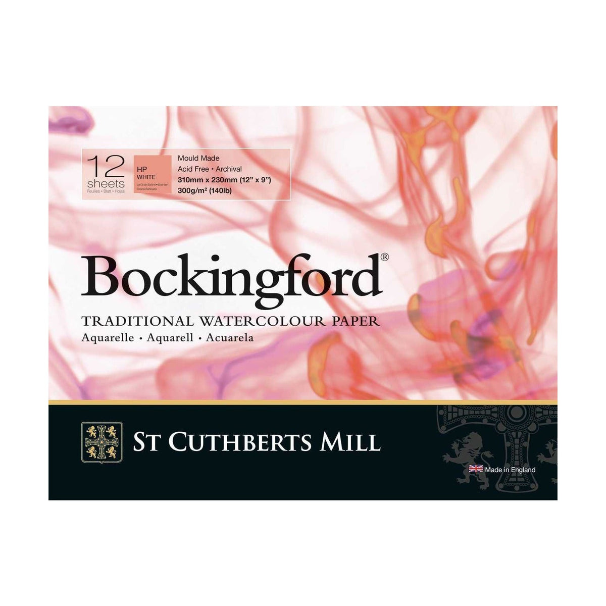 Blocco acquerello CANSON St Cuthberts Bockingford satinato (HP) bianco 300 g/m² - 12 fogli