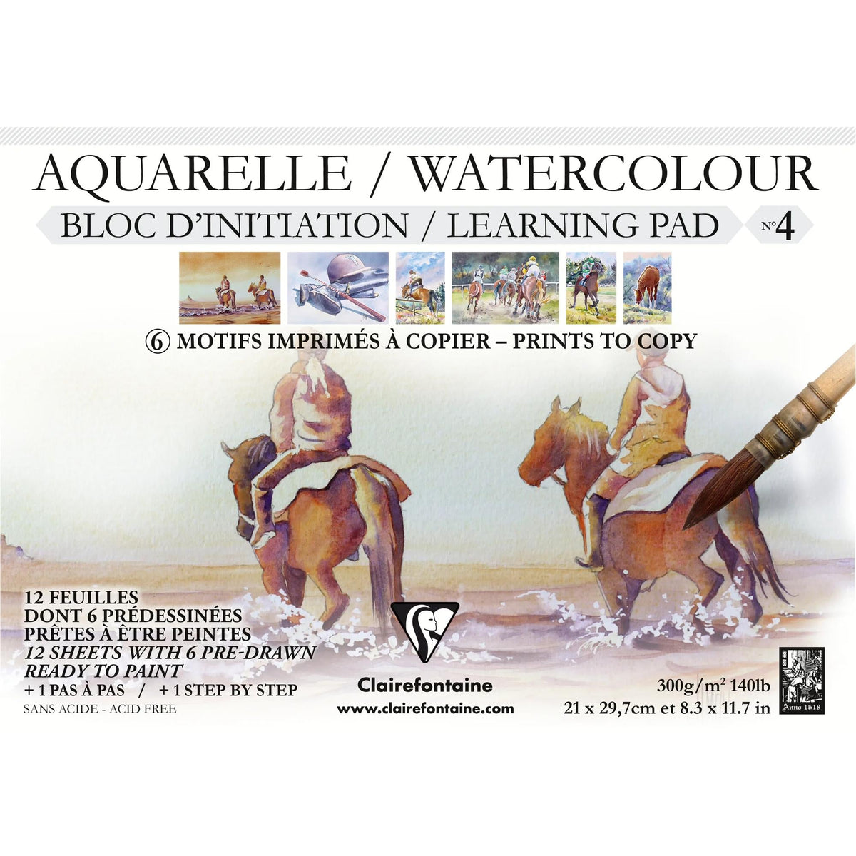 Blocco acquerello CLAIREFONTAINE Initiation CP n. 4 A4 300 g/m2 - 12 fogli