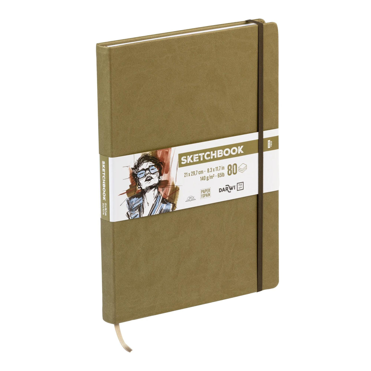 Blocco da schizzo DARWI Khaki A4, 140 g/m², 80 fogli