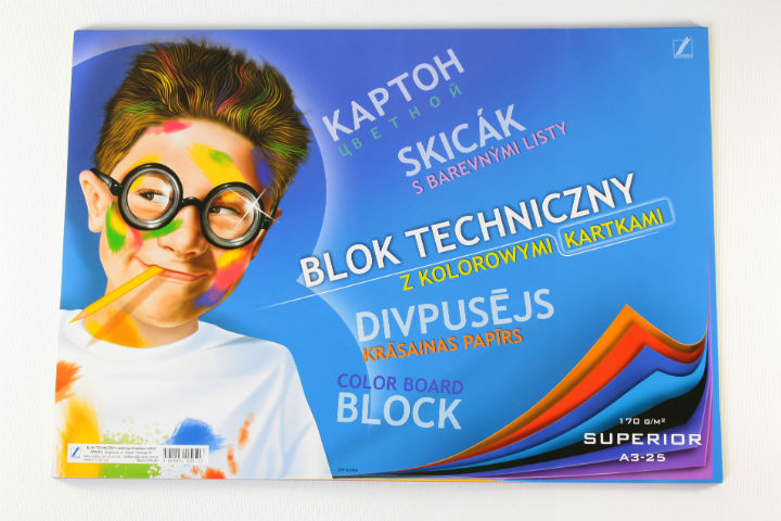 Blocco di carta colorata SUPERIOR A3 - 25 fogli