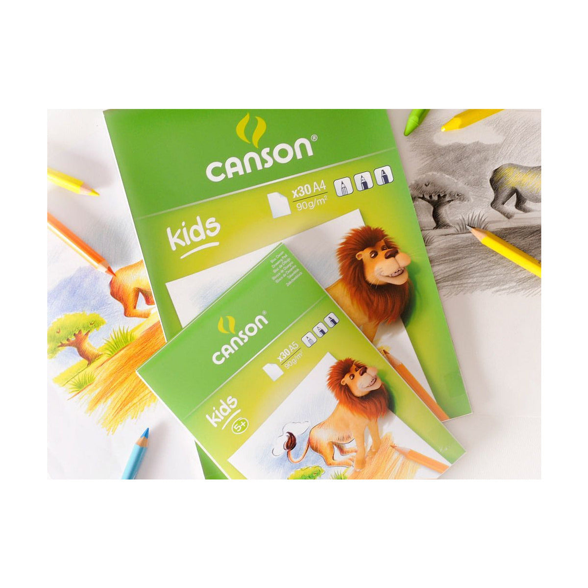 Blocco di carta da disegno CANSON Kids 90 g/m² – 30 fogli, formati A5 – A4