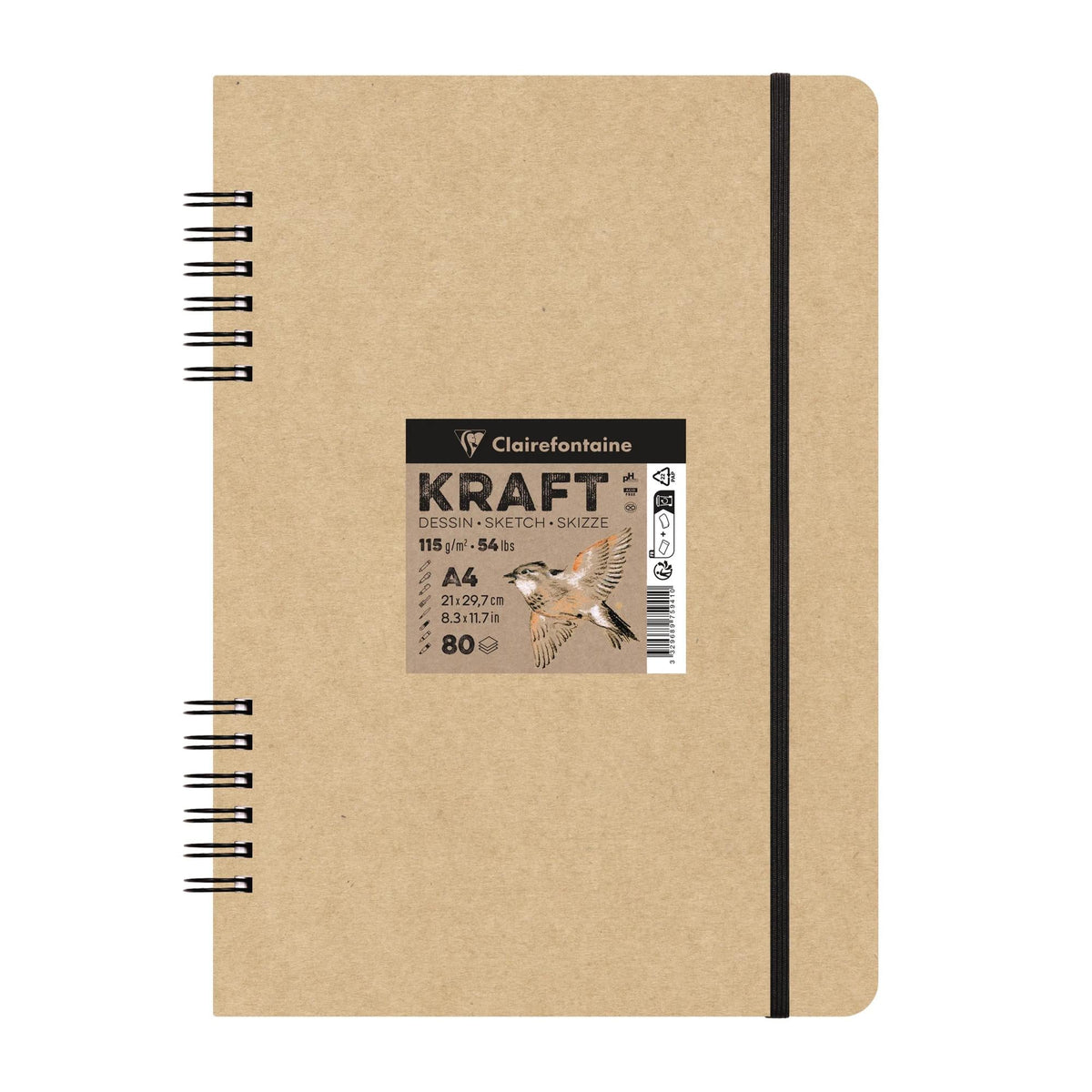 Blocco di carta da disegno kraft CLAIREFONTAINE 115 g/m² A5 – A4 - 80 fogli