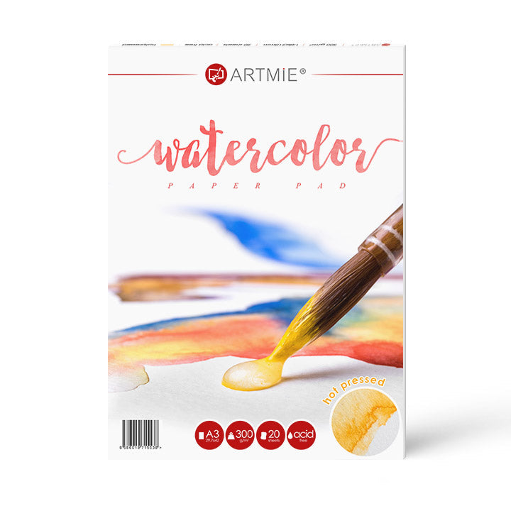 Blocco di carta per acquarello ARTMIE hot press | formati diversi