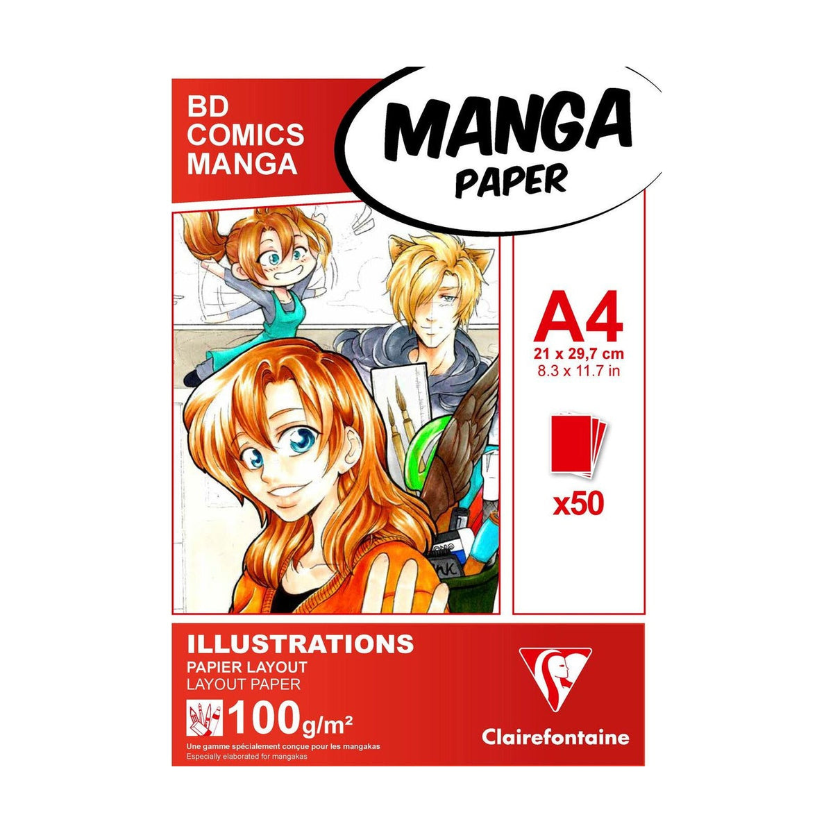 Blocco Manga Layout CLAIREFONTAINE 100 g/m² A5 – A3 - 50 fogli