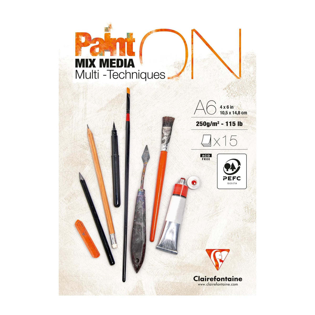 Blocco mix media Clairefontaine Paint'On 250 g/m² A6 - 15 fogli