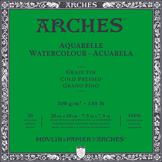 Blocco per acquerello ARCHES Grana Fine Bianco Naturale 300 g/m² – 20 fogli