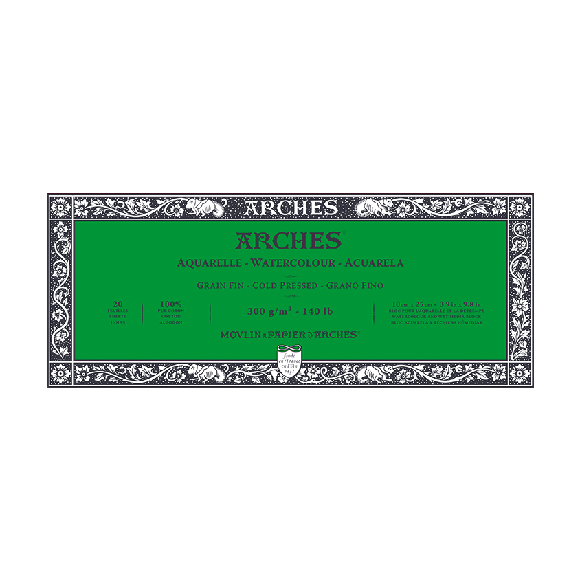 Blocco per acquerello ARCHES Grana Fine Bianco Naturale 300 g/m² – 20 fogli