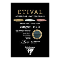 Blocco per acquerello Clairefontaine Étival CP R 300 g 15fg incollato Black