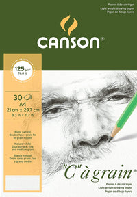 Blocco da disegno CANSON C a grain 125 g/m² A3 - 30 fogli, grana fine incollato