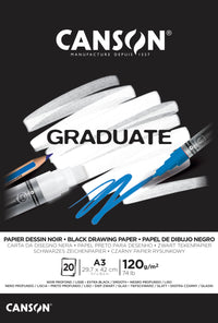 Album da disegno nero CANSON Graduate 120 g/m² A3 - 20 fogli, collato
