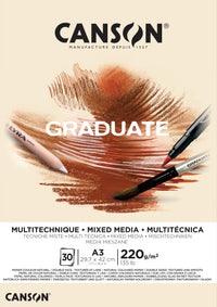 Canson Graduate Mix Media blocco Natural 220 g 30F A3 incollato