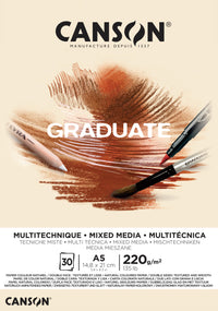 Canson Graduate Mix Media blocco Natural 220 g 30 fogli A5 incollato