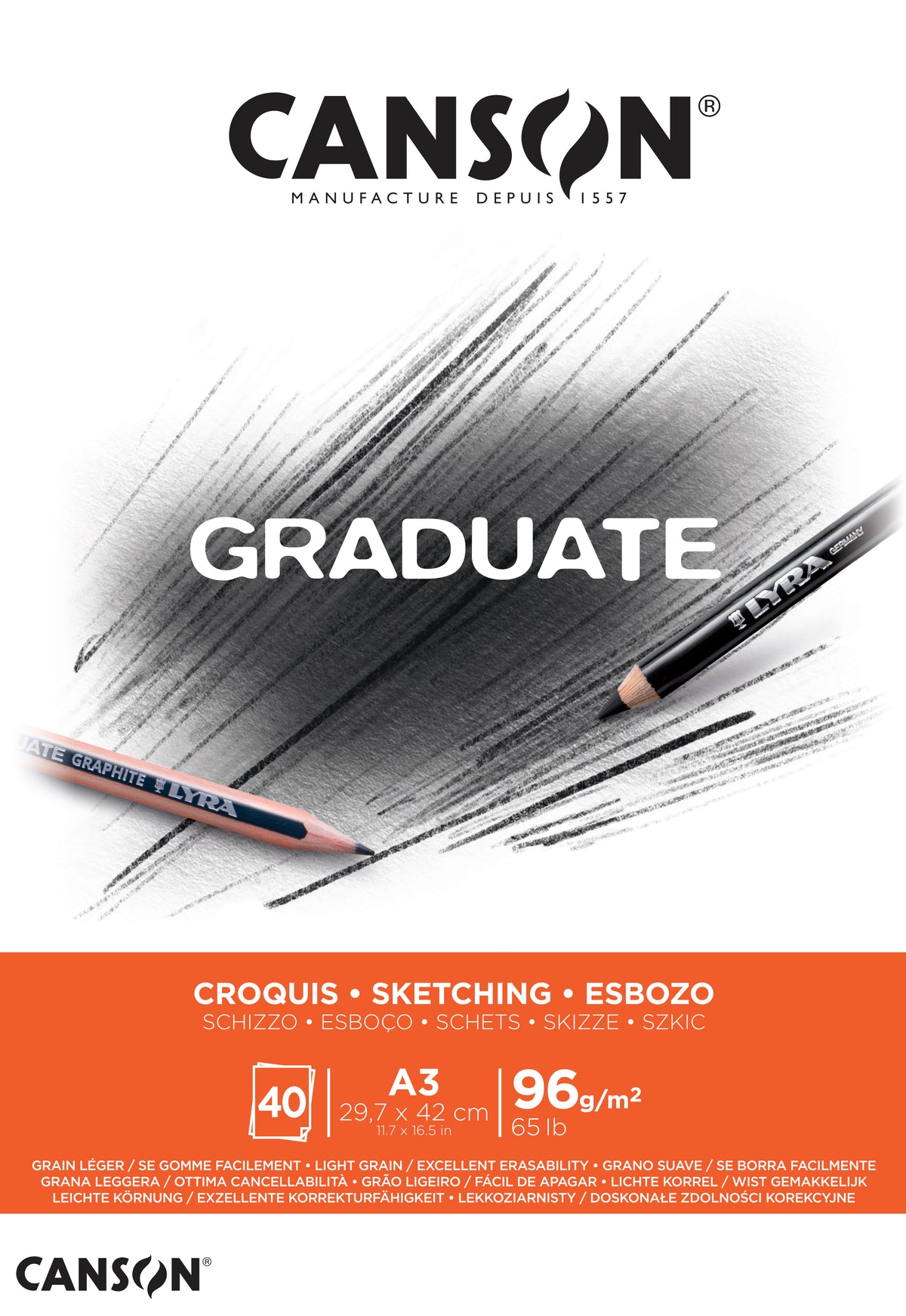 Canson Graduate blocco da disegno 96 g/m² 40F A3 incollato