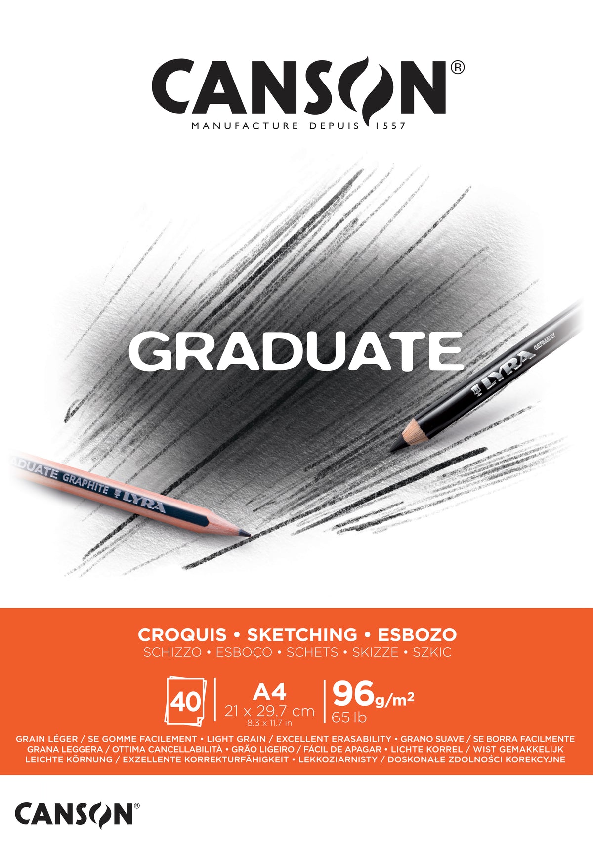 Album da disegno CANSON Graduate 96 g/m² A4 incollato - 40 fogli