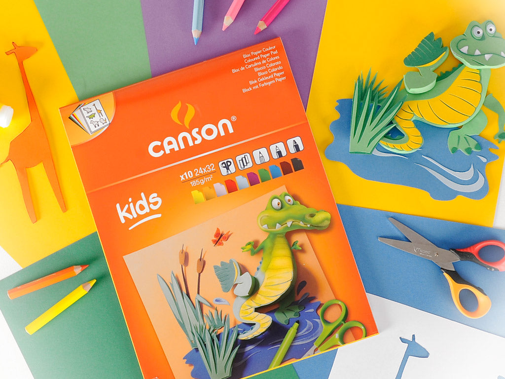 CANSON Kids blocco da disegno colorato 185 g/m² - 10 fogli, 24 x 32 cm