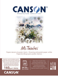 Canson Mi-Teintes blocco collato 160 g/m² 20F 24 x 32 cm White