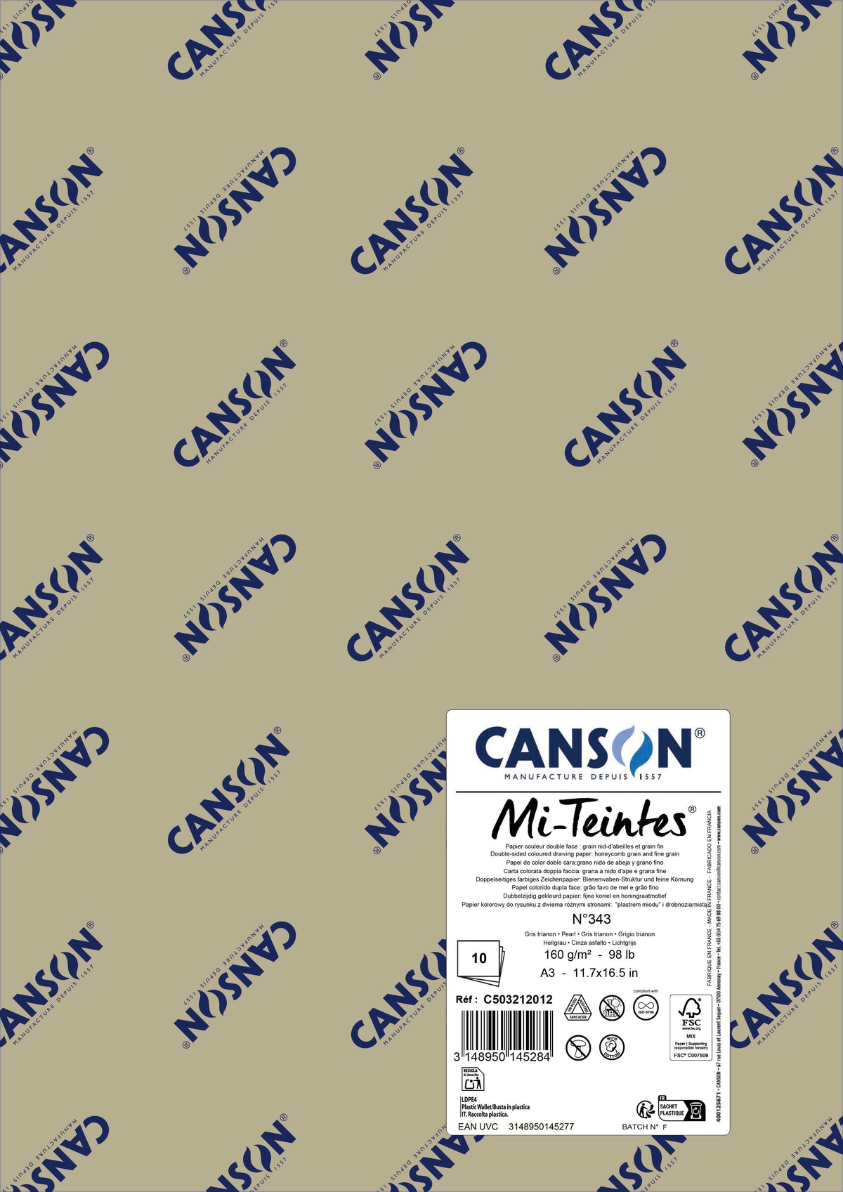 Carta per pastello Canson Mi-Teintes A3 160 g - 10 fogli – Perla 343