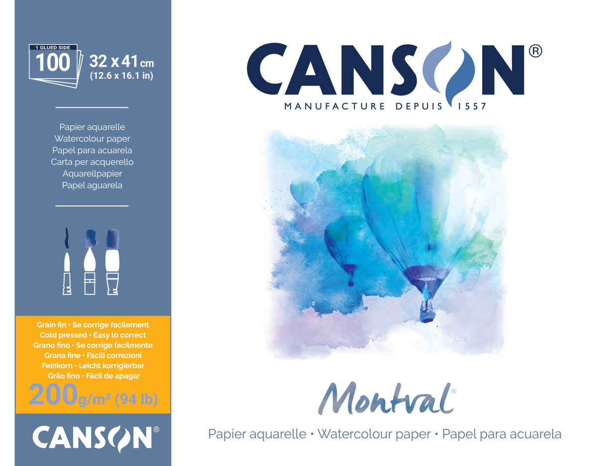 CANSON Montval blocco per acquerello CP 200 g/m² - 100 fogli, 32 x 41 cm
