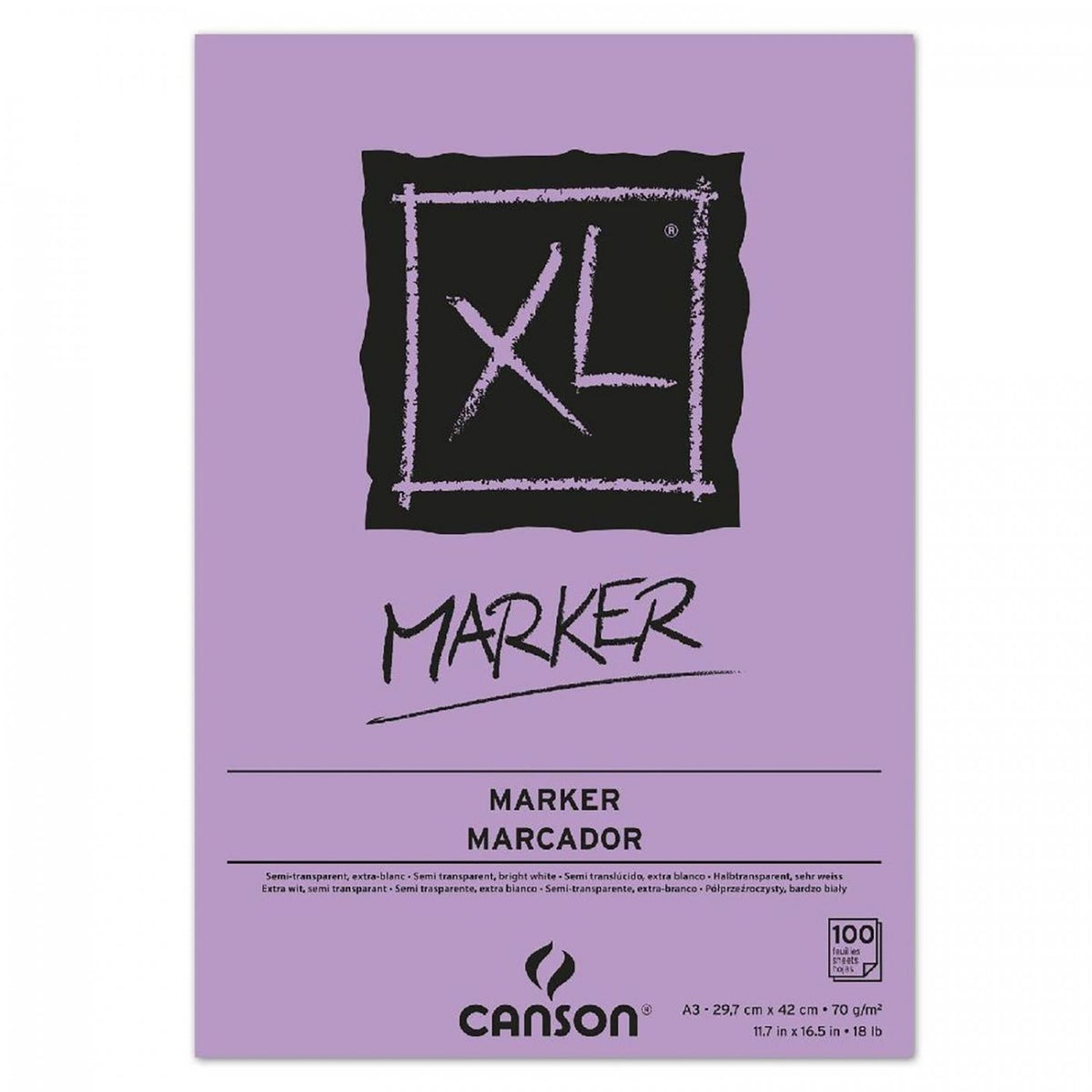 Canson XL Marker blocco per pennarelli 70 g/m² A3 – 100 fogli collato