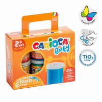 Carioca colori a dita Baby 2+, valigetta di cartone, 6 × 80 ml