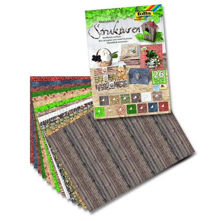 Carta decorativa Folia Strukturen 24 x 34 cm - 26 fogli