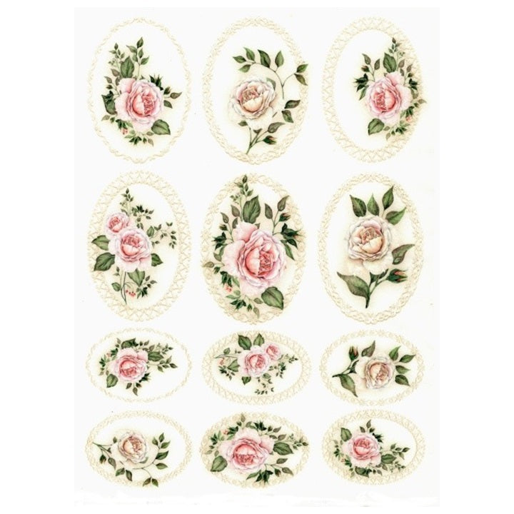 Carta di riso A4 ITD - Rose incorniciate