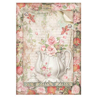 Carta di riso A4 teapot with flowers